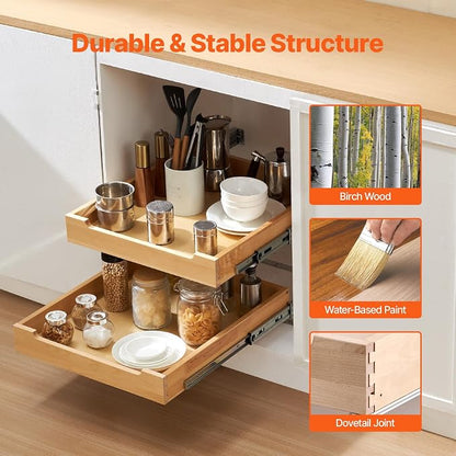 VEVOR 2 Tier Pull Out Cabinet Organizer, Soft Close Slide out Shelf, Heavy-Duty - Image 2
