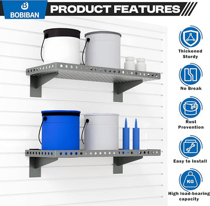 4 Pack Slatwall Shelves, Heavy Duty Grey Metal Slat Wall Shelf - Image 4
