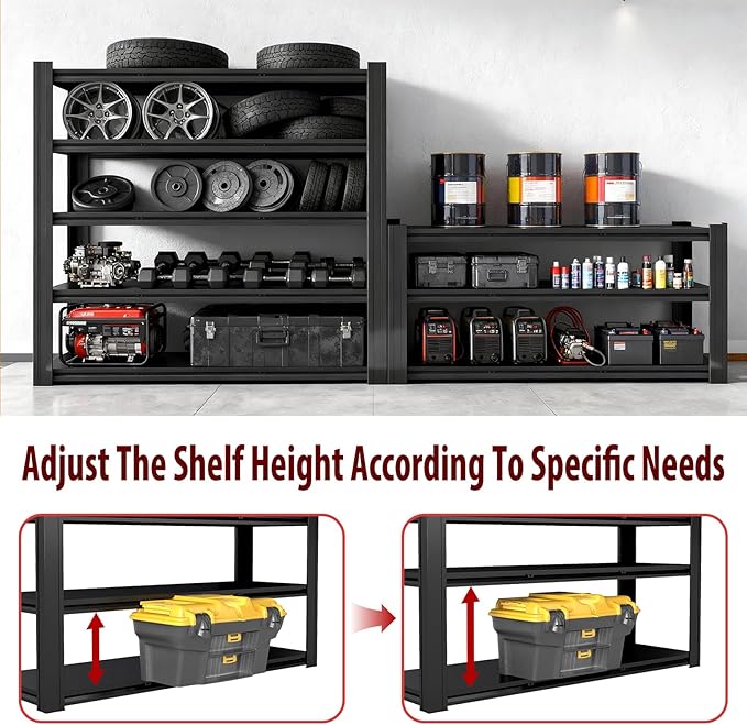 Metal Storage Shelves Unit, 5-Tier Adjustable Heavy Duty Garage Shelving - Image 7