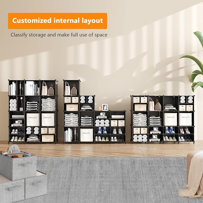 AWTATOS Cube Storage Closet Organizer Storage 12 Cube Shelves, Large and Small - Image 6