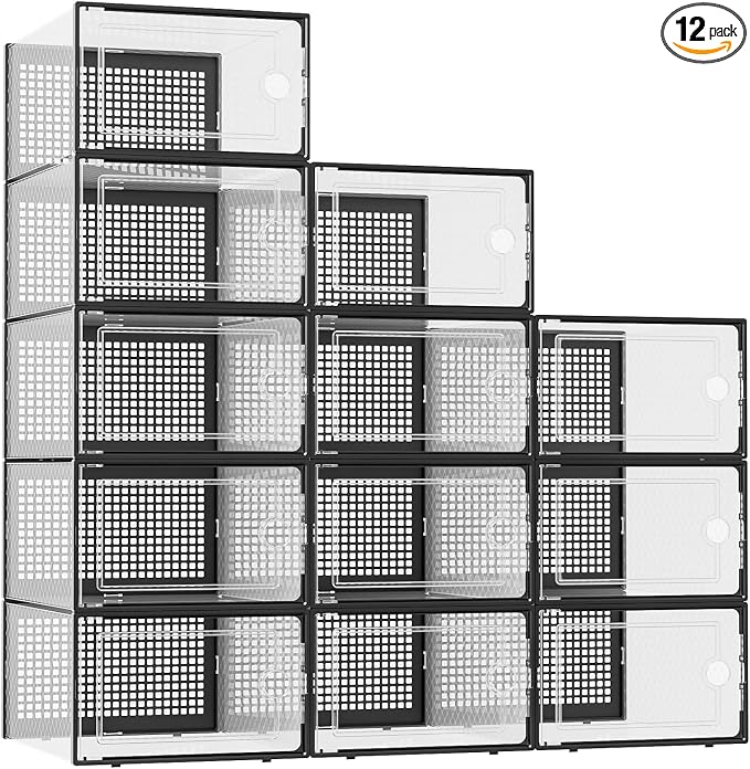Kuject XX-Large Shoe Storage Boxes 12 Pack, Entryway & Under-Bed Storage by Kuject