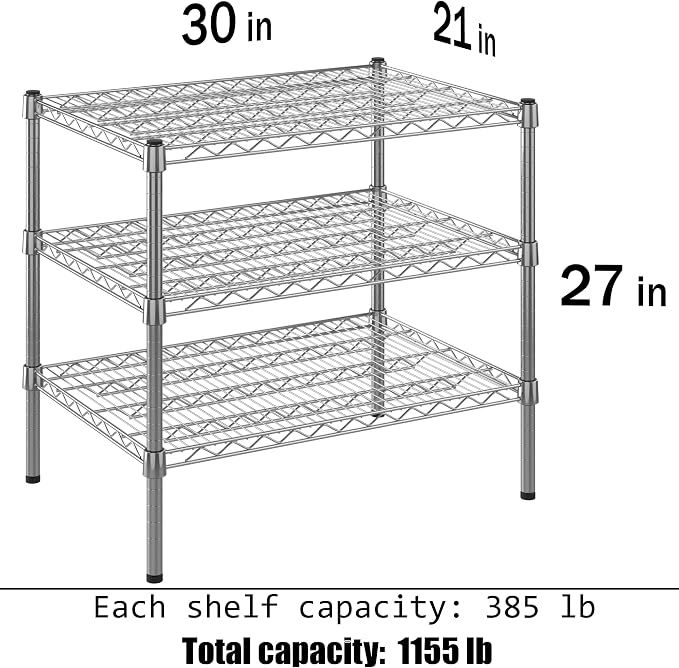 21" Deep x 30" Wide x 27" Height Wire Shelving Kit | 3-Tier | NSF Commercial - Image 3