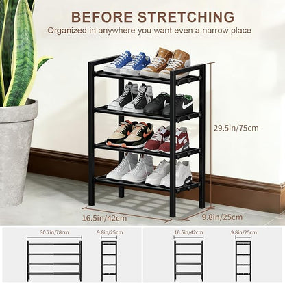 4-Tier Expandable Shoe Rack, Adjustable Shoe Shelf Storage Organizer Heavy Duty - Image 2