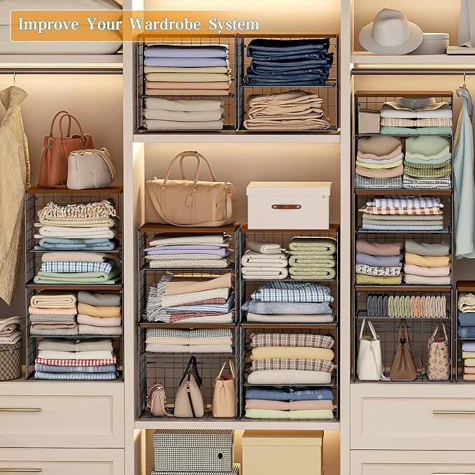 Huxitocan 4-Tier Stackable Closet Organizers and Storage Shelves, Closet - Image 8