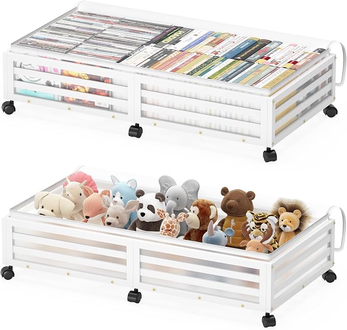 Under Bed Storage with Wheels-Large Bamboo Underbed storage Containers with by Xadgve