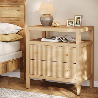 Tribesigns Modern Nightstand, 2-Drawer Nightstand - Image 3