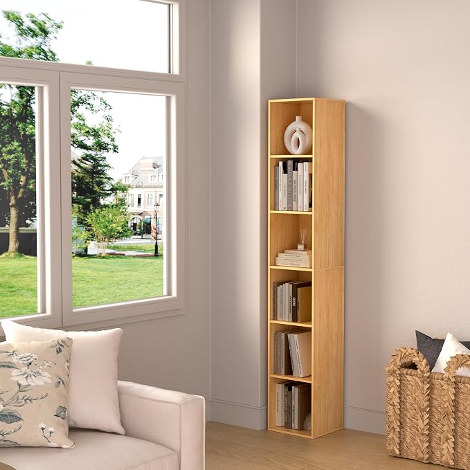6 Cube Storage Organizer, 6 Tier Vertical Cube Bookcase Freestanding Storage - Image 9