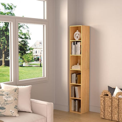 6 Cube Storage Organizer, 6 Tier Vertical Cube Bookcase Freestanding Storage - Image 9