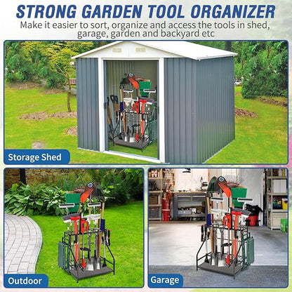 Garden Tool Organizer for Garage, Garden Tool Rack, Yard Tool Holder for Garage - Image 3