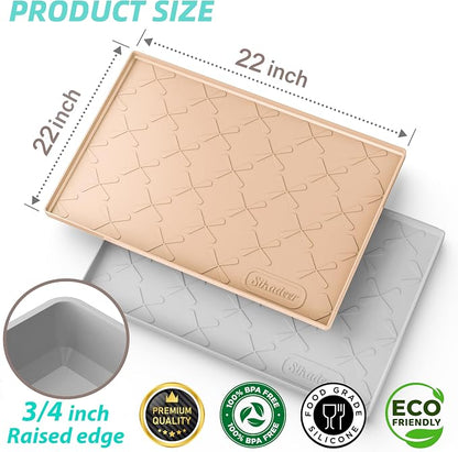 SIKADEER 22" x 22" Under Sink Mat Waterproof, Silicone Mat Kitchen Drawer Shelf - Image 3