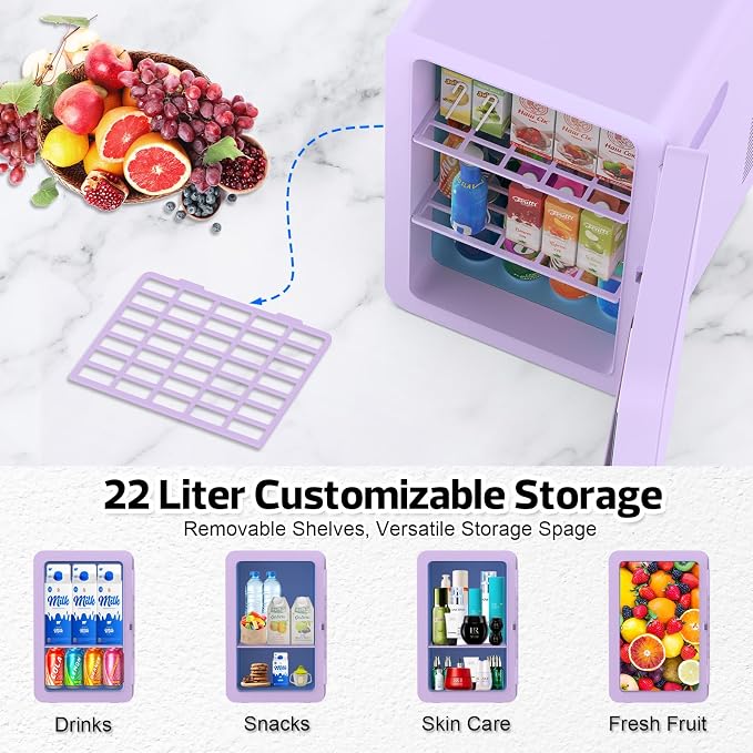 advwin 22L Mini Fridge for Bedroom, 30 Cans Portable Cooler & Warmer Compact - Image 4