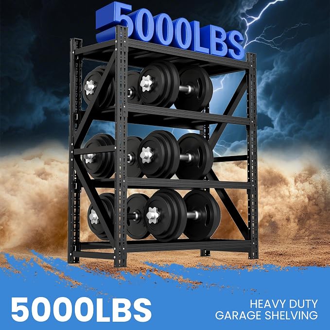 Heavy Duty Garage Storage Shelves 5000LBS Capacity, 4-Tier Large Industrial - Image 3