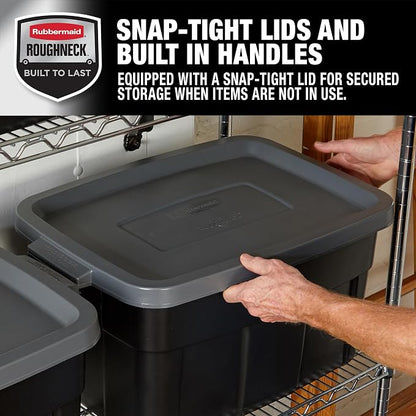 Rubbermaid Heavy Duty Black Storage Bins Plastic Totes - Image 3