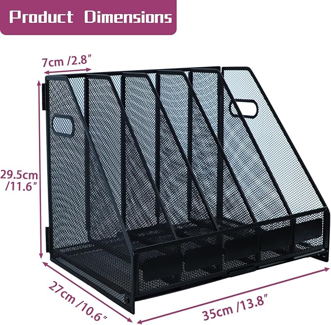 Desk Organizers, Metal Magazine File Holder - Image 2