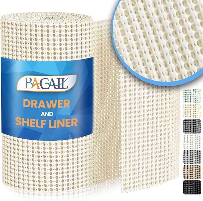 BAGAIL Non-Adhesive Shelf Liner, Thick Strong Grip Drawer Liners by BAGAILBASICS
