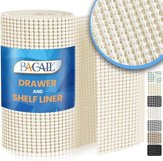 BAGAIL Non-Adhesive Shelf Liner, Thick Strong Grip Drawer Liners by BAGAILBASICS