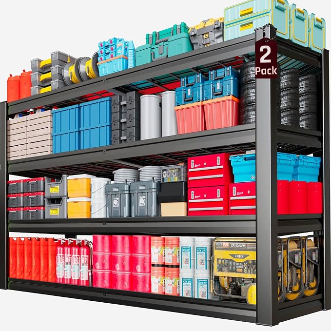 68" Wide Heavy Duty Garage Shelving Units, 4-Tier Deep Storage Shelves by SKZNSA