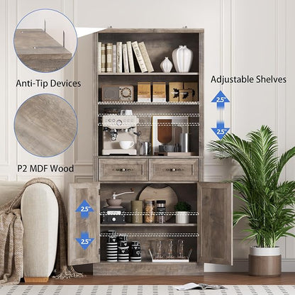 71.4" Tall Bookshelf with Drawers & Cabinet, 5-Tier Floor Standing Bookcase - Image 5