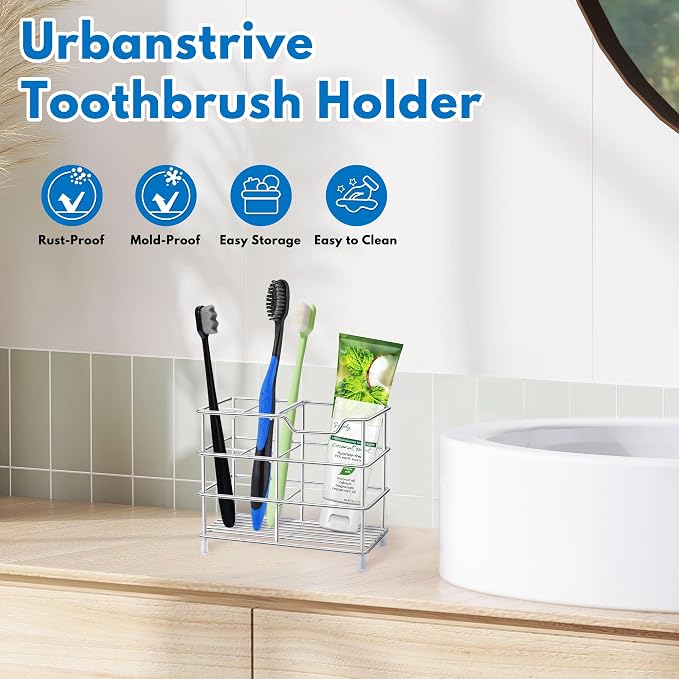 Urbanstrive 304 Stainless Steel Bathroom Toothbrush Holder Toothpaste Holder - Image 7