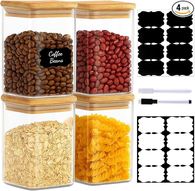 TBWIND 37oz Square Glass Storage Containers by TBWIND