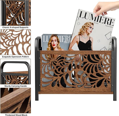 Magazine Holder, Magazine Rack Floor, Wood Magazine File Holder, Magazine - Image 4