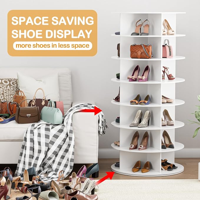 MAGIC UNION Rotating Shoe Rack Tower 7 Tier Organizer, Revolving 360 Shoe Rack - Image 6