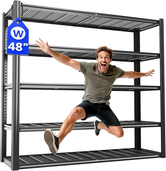 48" W x 72" H x 24" D Garage Shelving Heavy Duty, 5 Tier Adjustable Metal by VDEVY