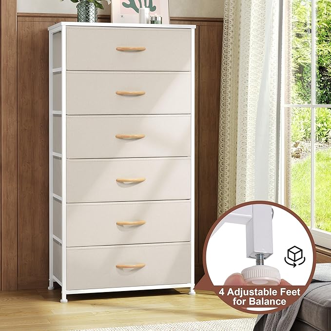Tall 6-Drawer Wide Fabric Storage Tower Dresser - Image 7