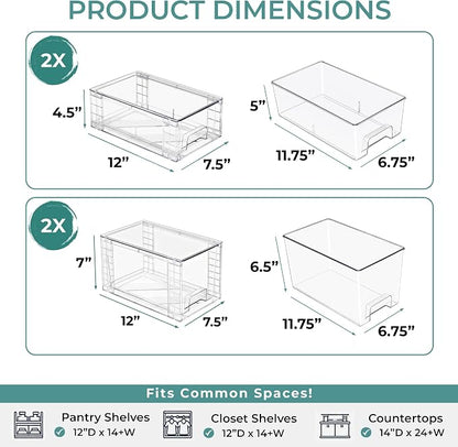 Sorbus Stackable Clear Storage Drawers, 4 Pack Pull-Out Organizer Bins – - Image 3