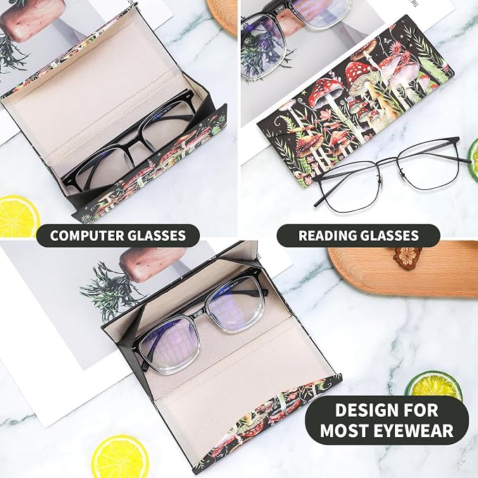 Foldable Glasses Case, Magnetic PU Leahter Sunglasses Case, Cute Hard Shell - Image 2