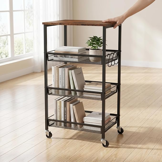 Homleke 4-Tier Rolling Kitchen Storage Cart, Utility Cart - Image 9