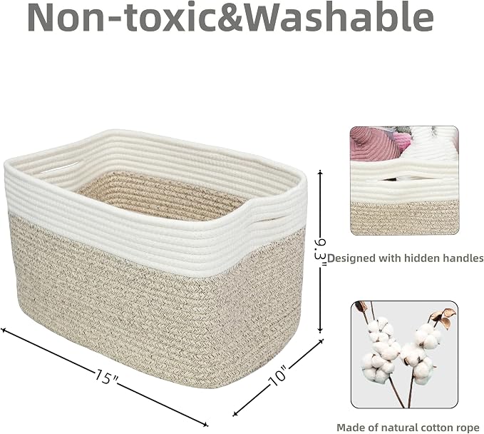 Cotton Rope storage Basket Bins Woven Basket - Image 2
