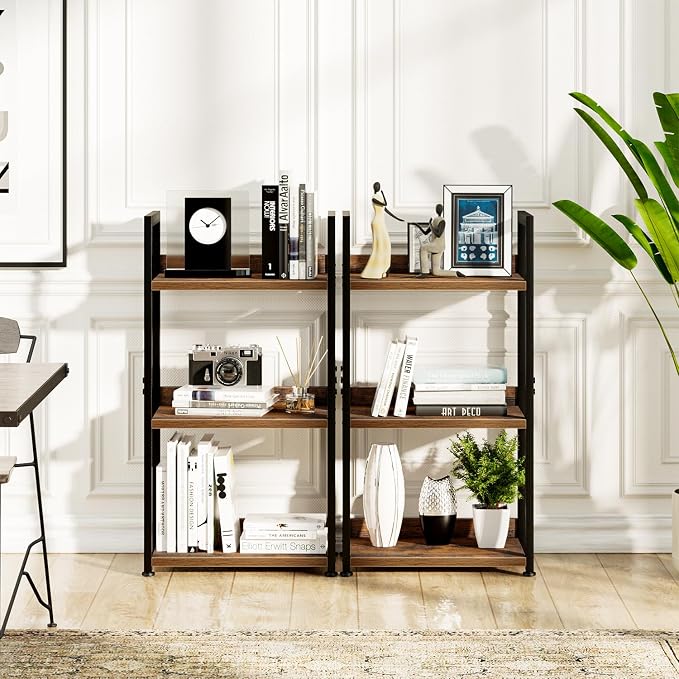 NUMENN Narrow Bookshelf, 3 Tier Freestanding Shelving Unit, Vintage | Small - Image 4