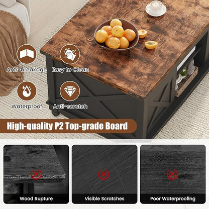 ALLSTAND 48" Farmhouse Lift Top Coffee Table - Image 3