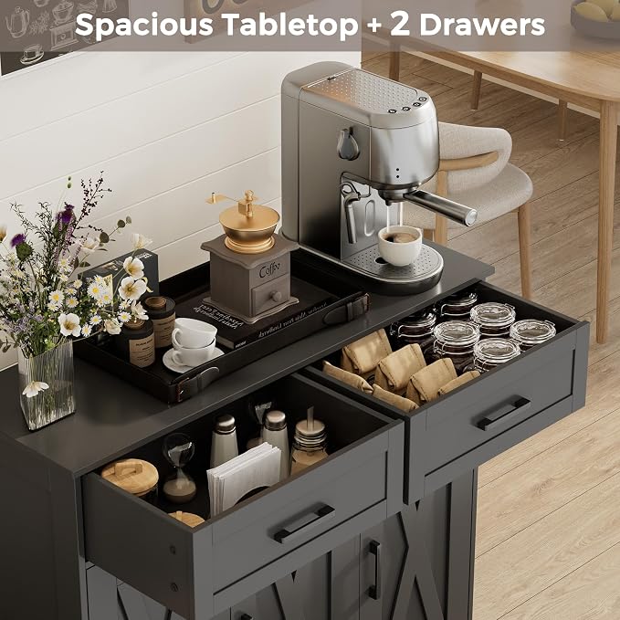 Homhedy Sideboard Buffet Cabinet, Coffee Bar Storage Cabinet - Image 5