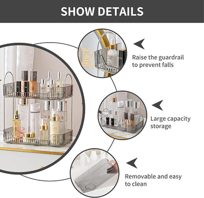 2 Tier Bathroom Organizer Countertop Makeup Perfume Tray Skincare Organizer - Image 6