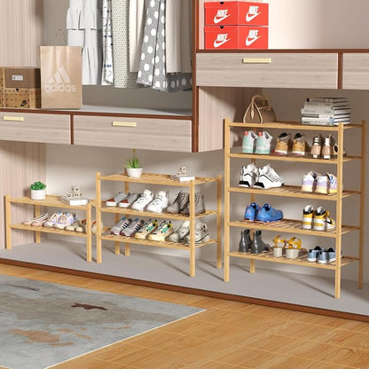 4 Tier Bamboo Shoe Rack for Closet Free Standing Wood Shoe Shelf for Entryway - Image 4