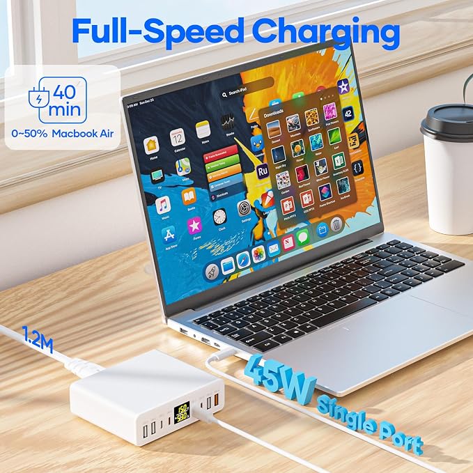200W USB C Charger 8-Port with LED Display, USB Charging Station GaN Multiport - Image 5