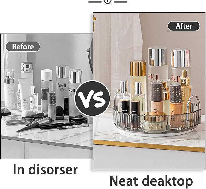 Rotating Makeup Organizer for Vanity, High-Capacity Skincare Clear Make Up - Image 4