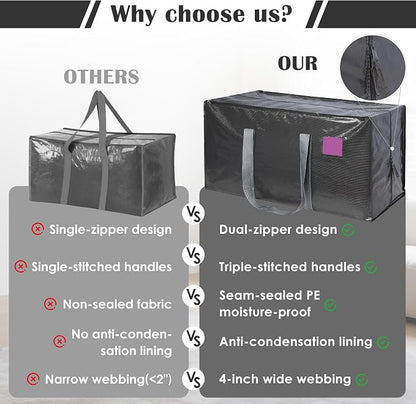 12 Pack Moving Bags with Full-Open Side Zipper, Extra Large 93L Heavy Duty - Image 9