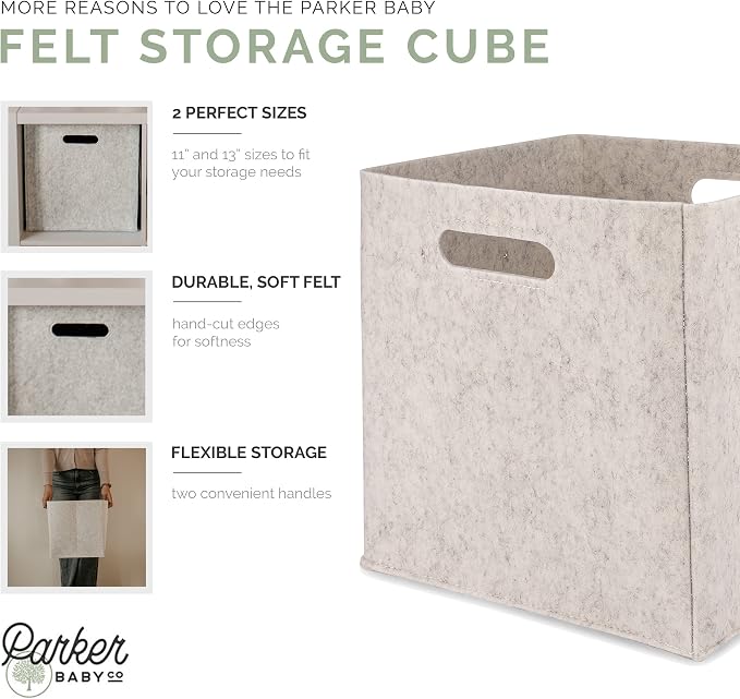 Parker Baby Felt Foldable Storage Cube Bin - Image 3