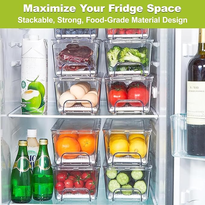 6-Pack Fridge Drawer Organizer, Pull-out Stackable Refrigerator Organizers and - Image 5