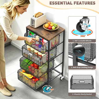 SUNALLY Rolling Kitchen Cart - Image 4