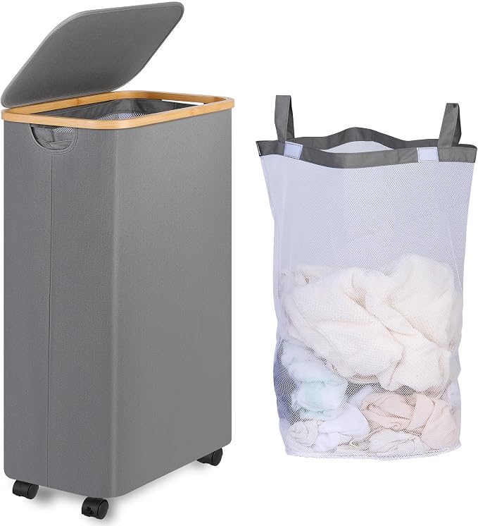 75L Slim Laundry Hamper with Wheels, Clothes Hamper by iEGrow