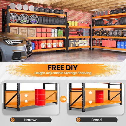 60" Wide Garage Shelving Heavy Duty, 4 Tier Tall Steel Industrial Shelving - Image 4