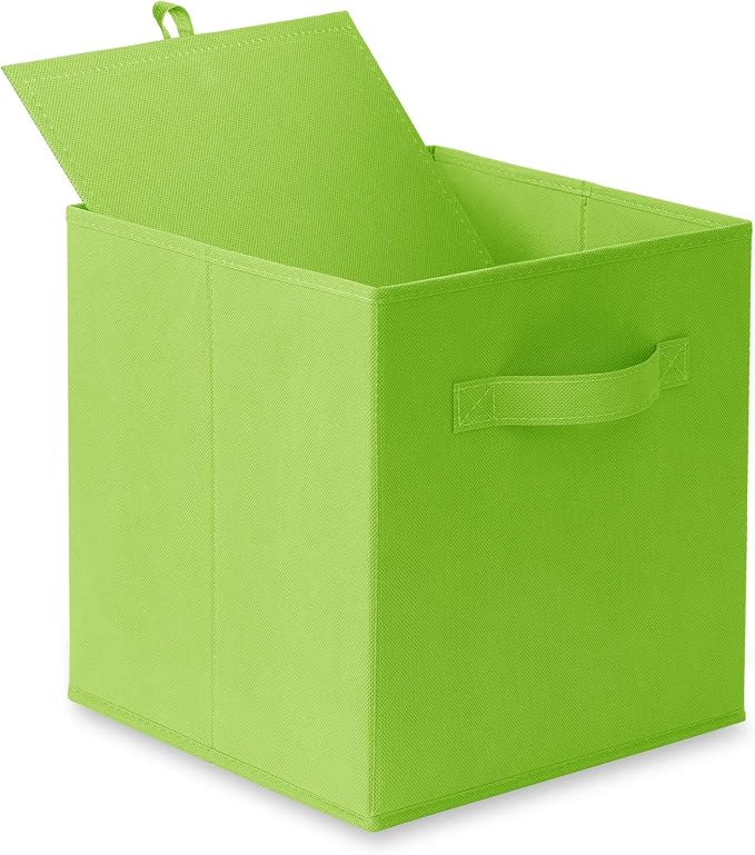 Casafield Set of 6 Collapsible Fabric Cube Storage Bins, Lime Green - Image 8