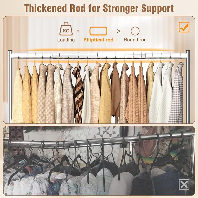 EAGMAK Heavy Duty Clothes Rack Load 420 LBS, Rolling Garment Rack - Image 3