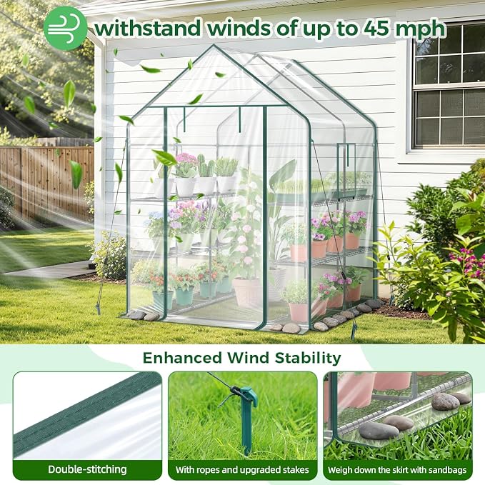 Ohuhu Plastic Greenhouse for Outdoors: Portable Walk in Plant Green House - Image 7