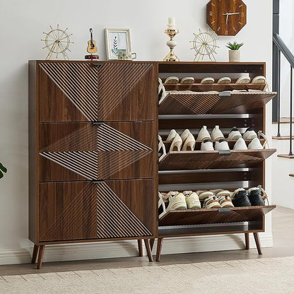 oakvivo Shoe Cabinet with 3 Flip Drawers, 31.5'' W Freestanding Narrow Shoe - Image 7