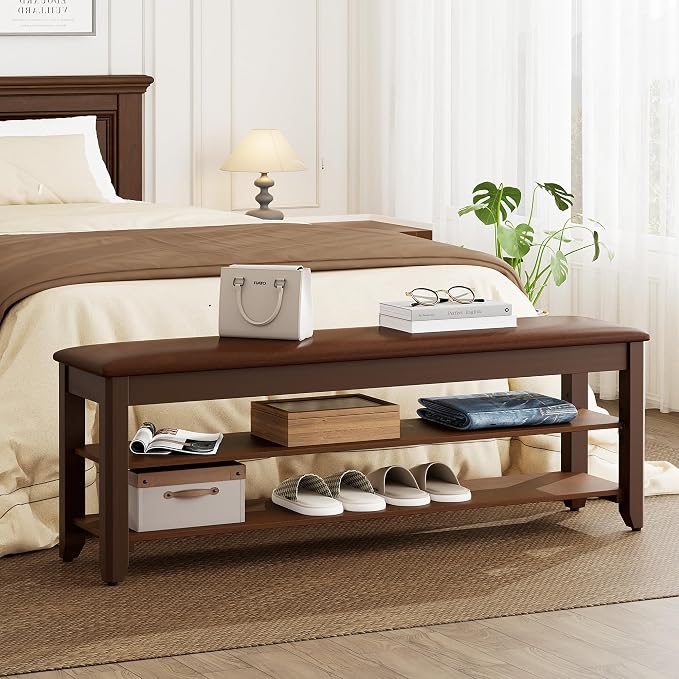 Homleke 2-Tier Solid Wood Shoe Rack Bench - Image 4